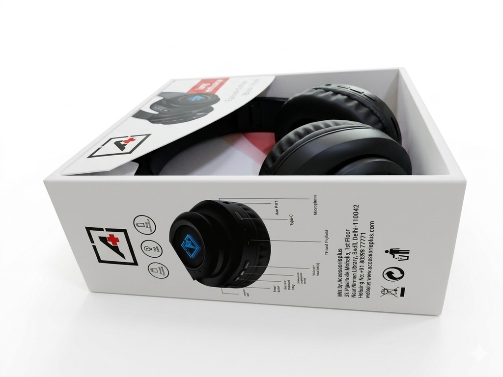 AccessoriePlus Thunder Bluetooth Headphone | 40Hr Battery | HiFi Bass | Type-C Fast Charge
