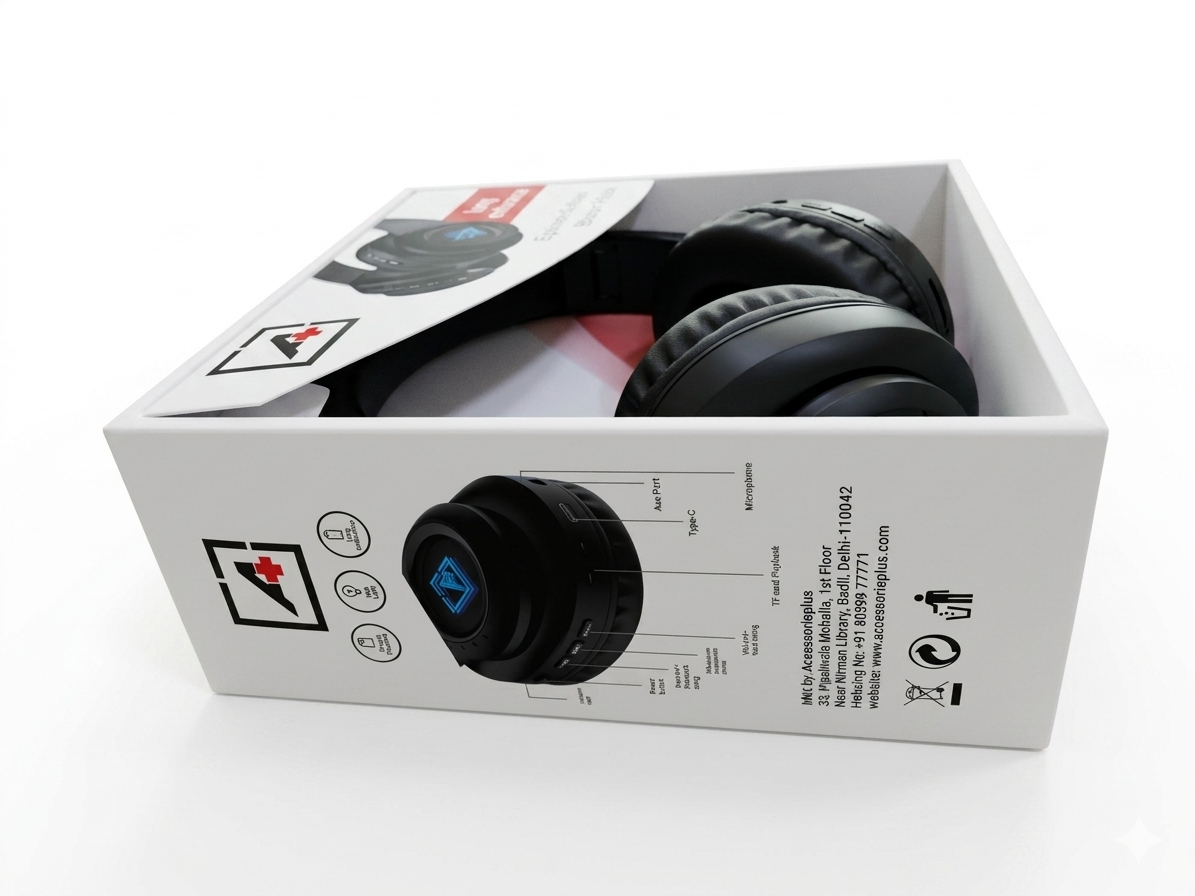 AccessoriePlus Thunder Bluetooth Headphone | 40Hr Battery | HiFi Bass | Type-C Fast Charge
