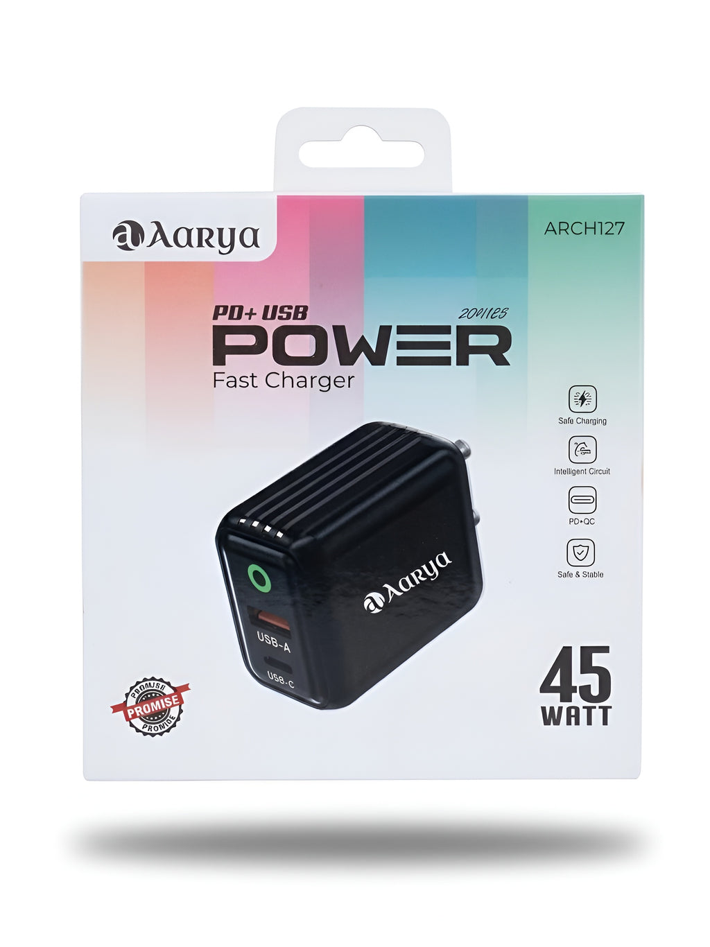 Aarya ARCH127 45W Fast Charger | PD+USB | 1 Year Warranty
