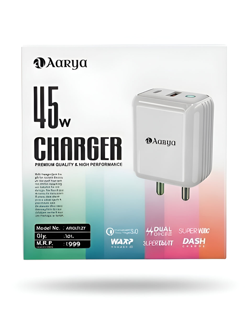 Aarya ARCH127 45W Fast Charger | PD+USB | 1 Year Warranty