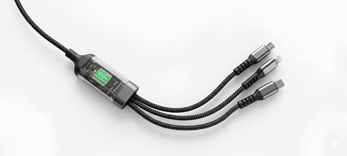 100W 3-in-1 Fast Charging Data Cable with LED Display