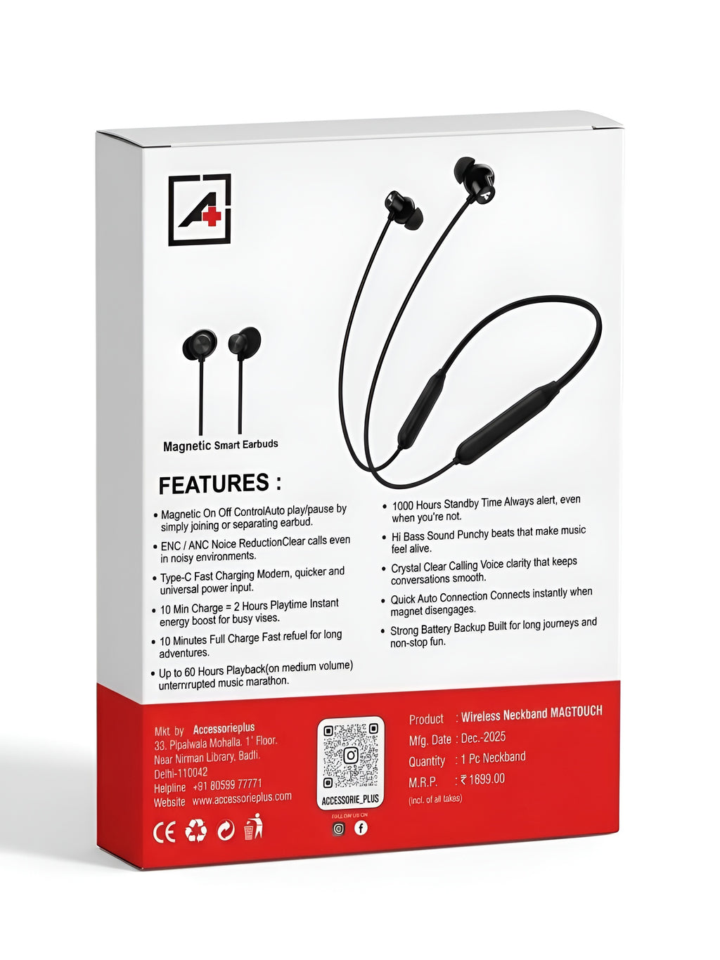 Accessorie Plus Wireless Neckband MAGTOUCH – Magnetic Smart Earbuds