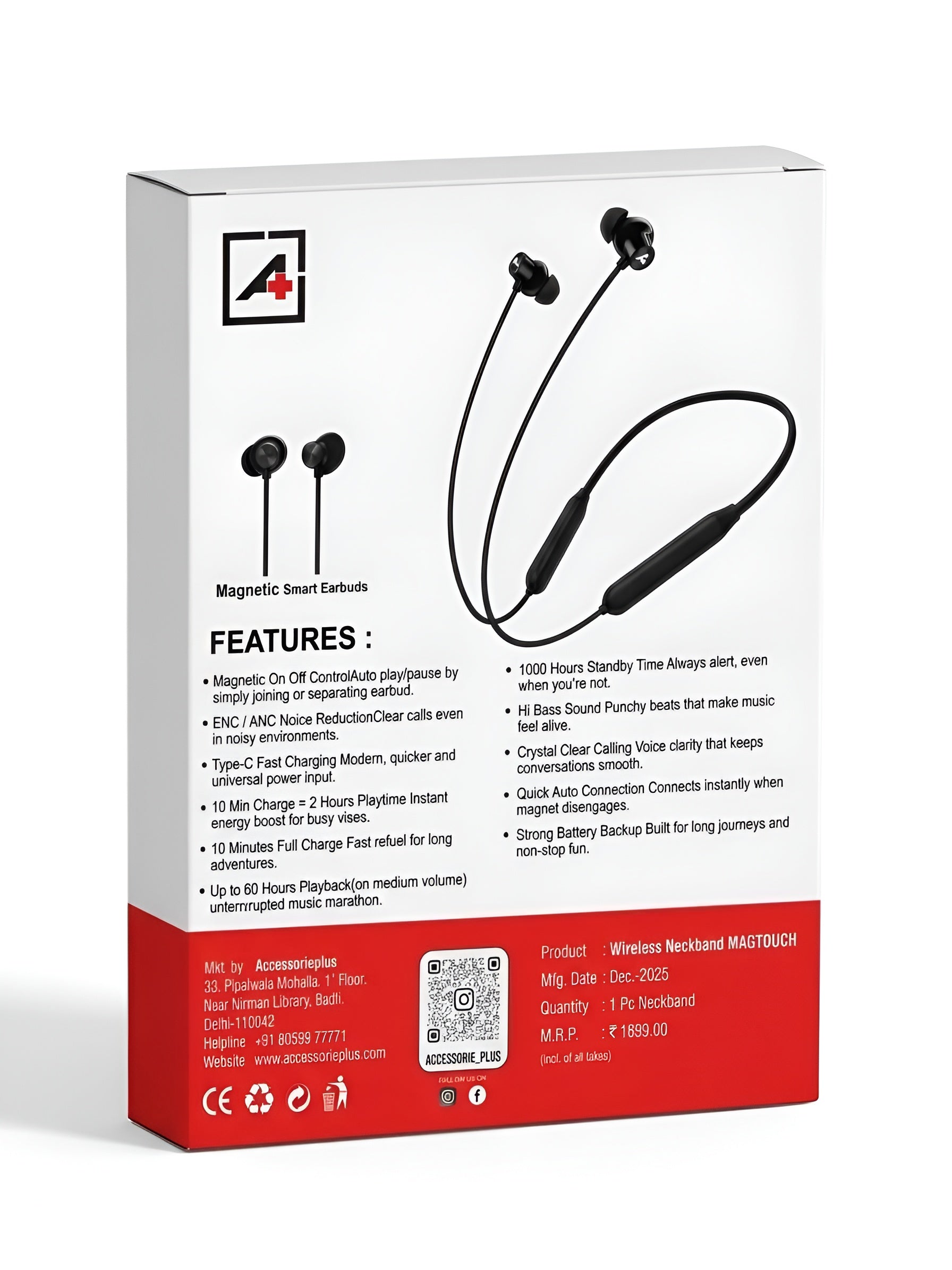 Accessorie Plus Wireless Neckband MAGTOUCH – Magnetic Smart Earbuds